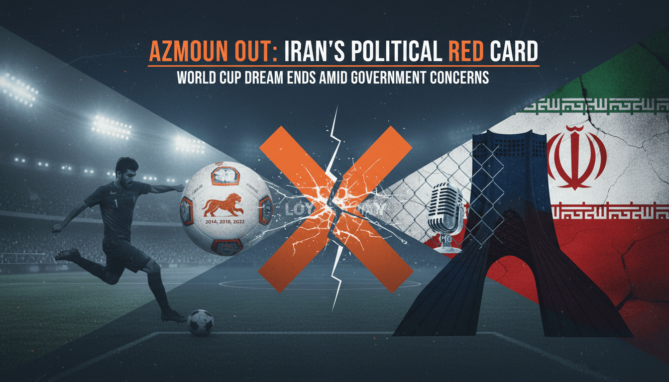 Sardar Azmoun during a football match, symbolizing the intersection of sports and politics.