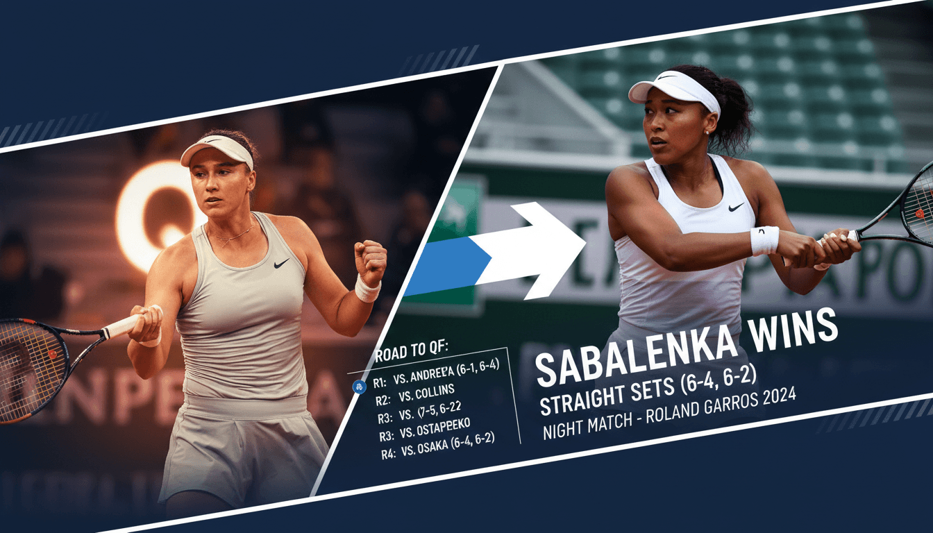 Aryna Sabalenka advances to French Open quarter-finals after defeating Naomi Osaka