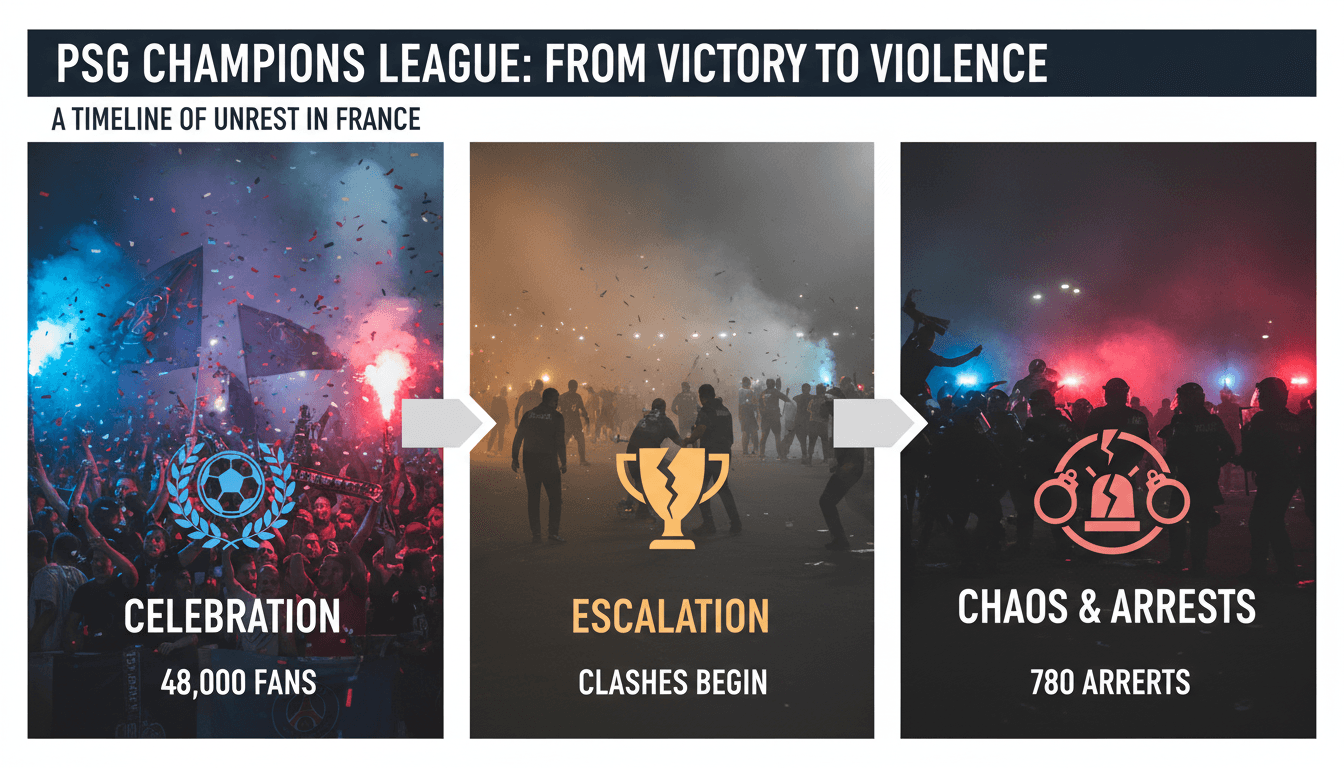 PSG Champions League victory leads to violent clashes and arrests in France