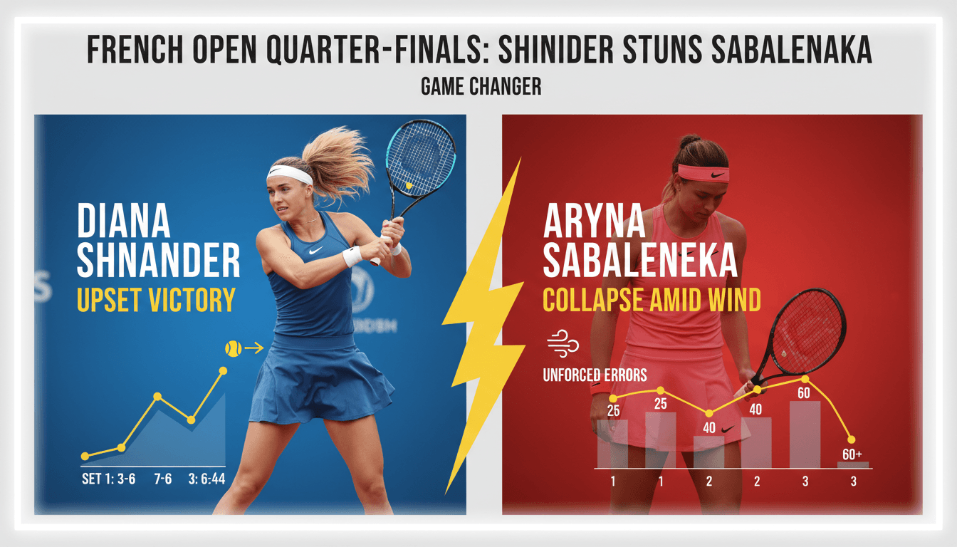 Diana Shnaider celebrating her victory over Aryna Sabalenka at the French Open.