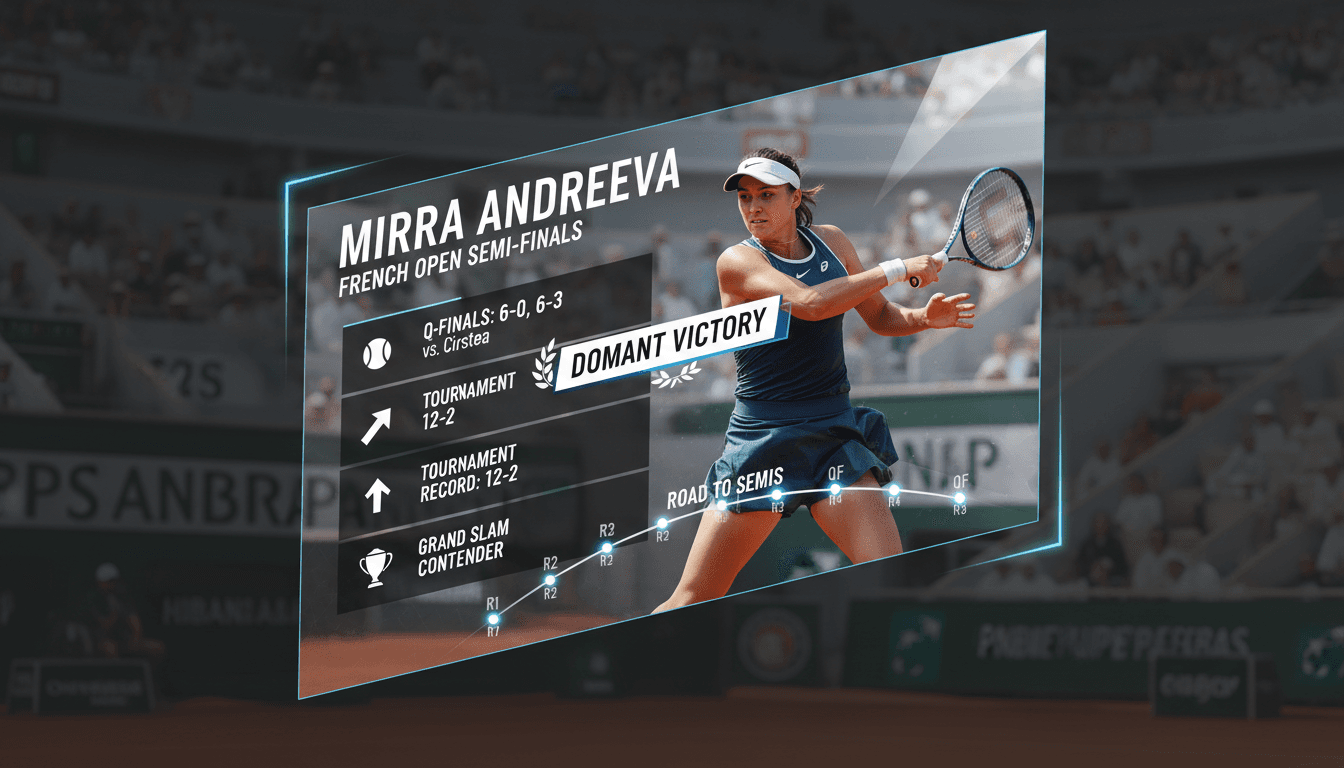 Mirra Andreeva celebrating her victory at the French Open quarter-finals.