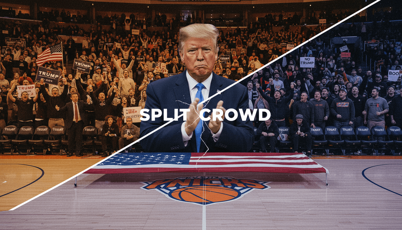 Crowd reaction during the national anthem at the NBA Finals with Trump in attendance.