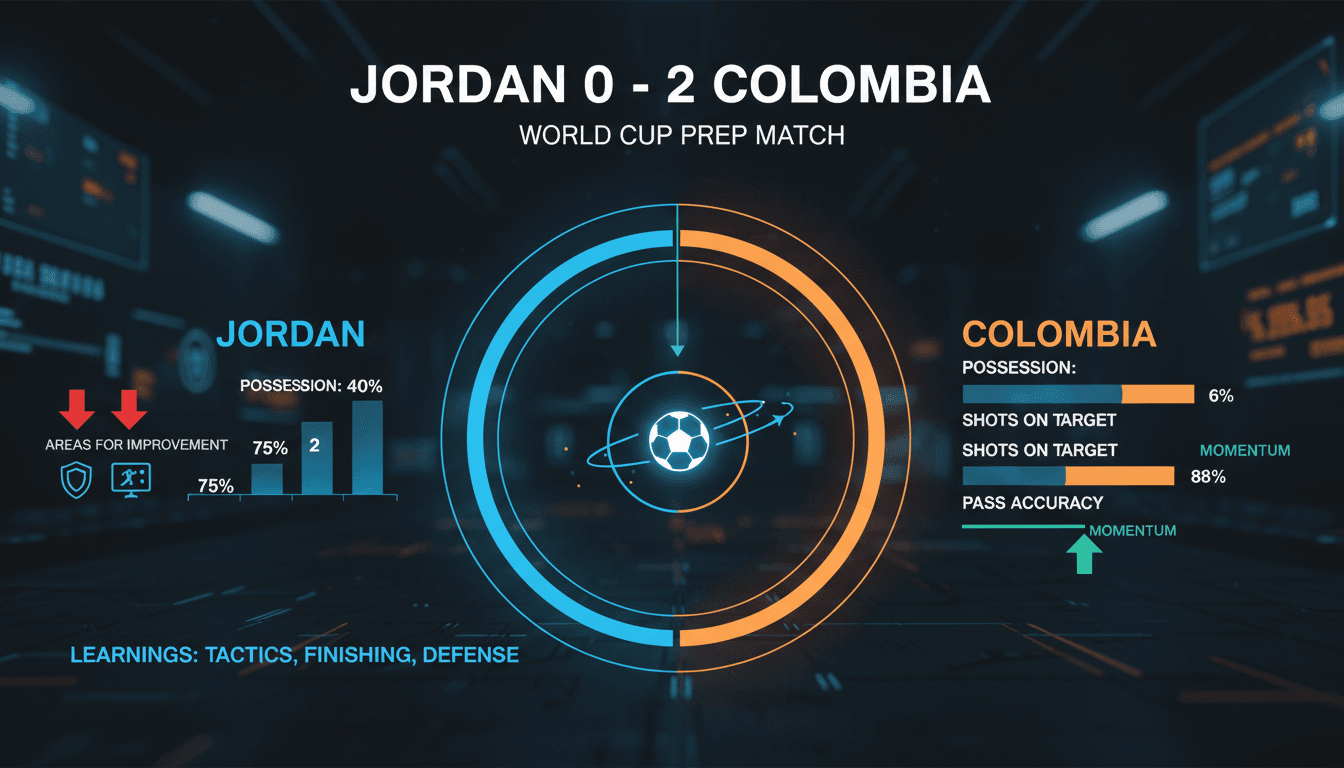 Jordan national football team in action during friendly match against Colombia