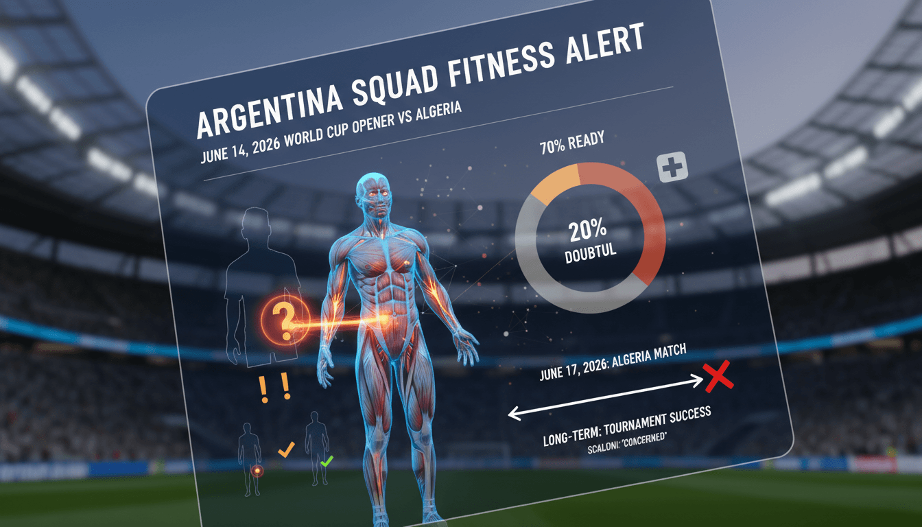 Argentina coach Lionel Scaloni discussing player fitness ahead of the World Cup.
