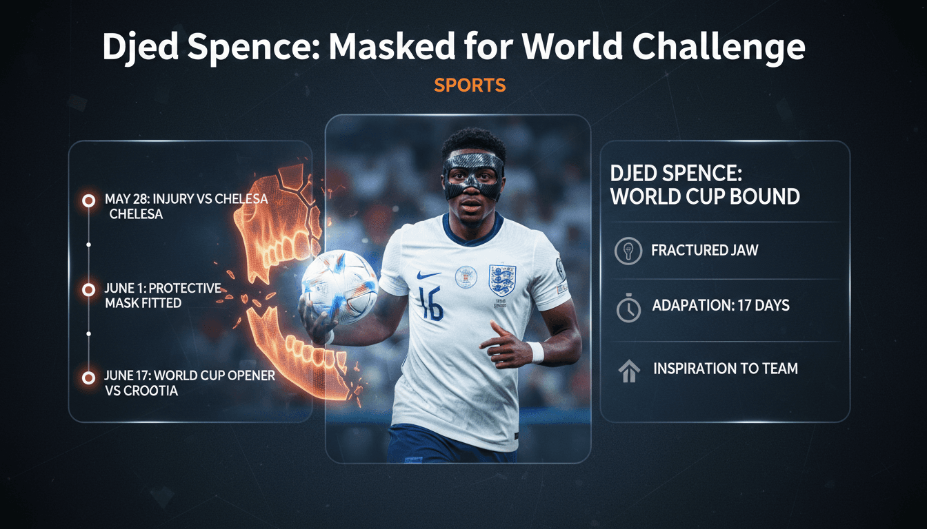Djed Spence wearing a protective mask during training for the World Cup.