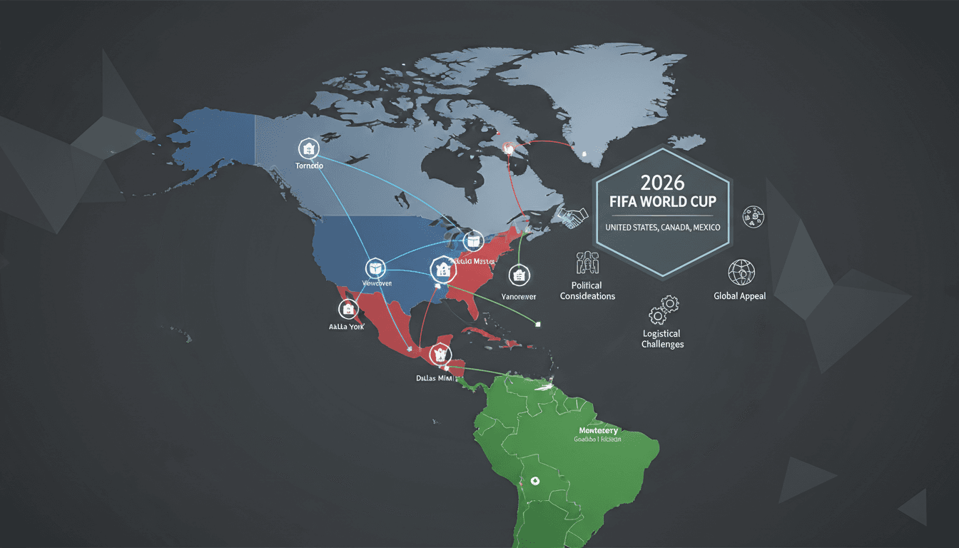 Map of the 2026 FIFA World Cup host countries and stadiums