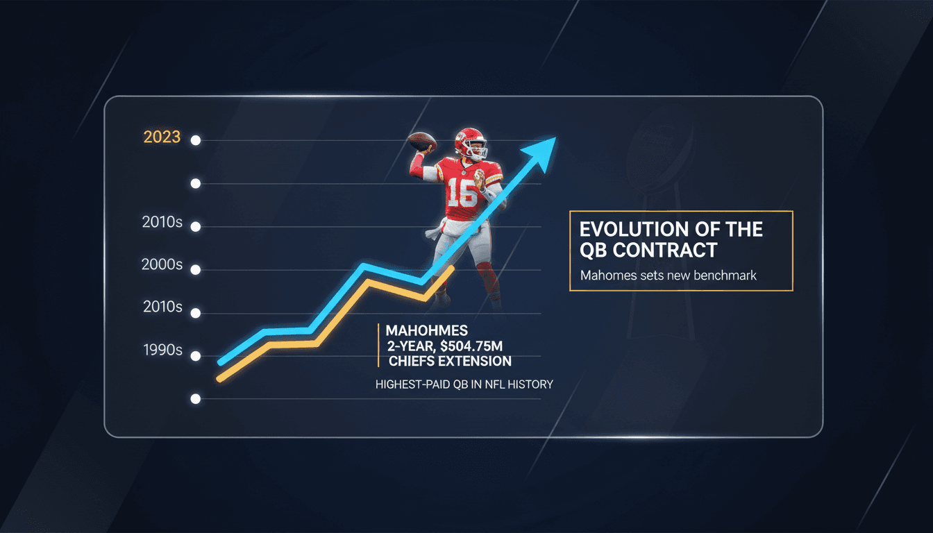 Patrick Mahomes celebrating his record-breaking contract extension with the Kansas City Chiefs.