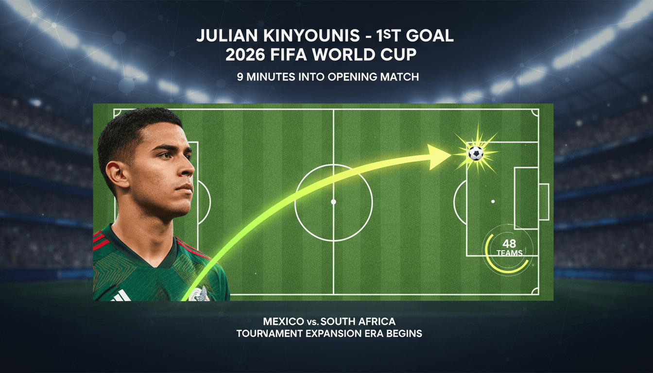 Julian Kinyounis celebrating his first goal in the 2026 FIFA World Cup.