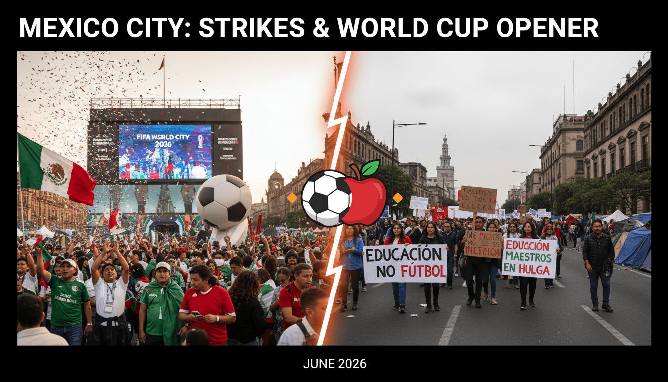Fans celebrating at Zocalo Square during the World Cup festivities in Mexico City.
