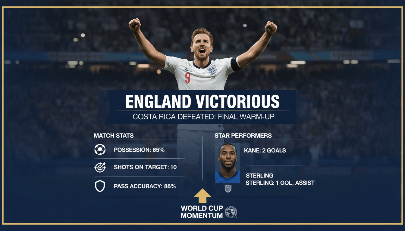 England football team defeats Costa Rica in final World Cup warm-up match