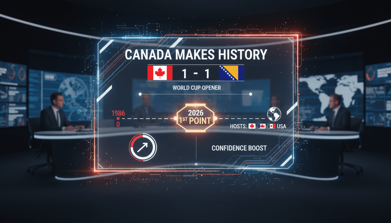 Canada celebrates their first World Cup point after drawing with Bosnia and Herzegovina.