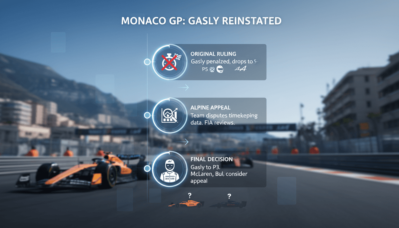 Pierre Gasly Reinstated to Third Place in Monaco Grand Prix Following FIA Timekeeping Error