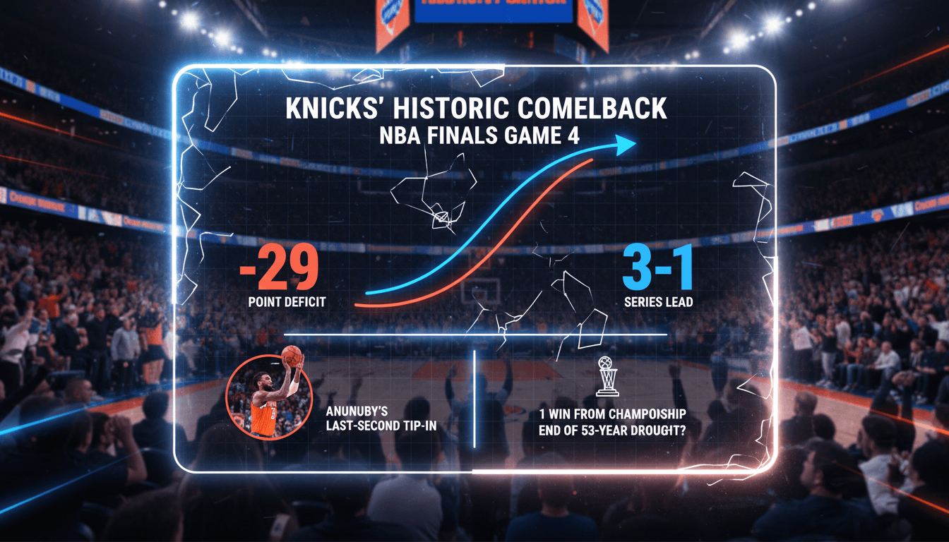 New York Knicks make historic NBA Finals comeback to lead series 3-1