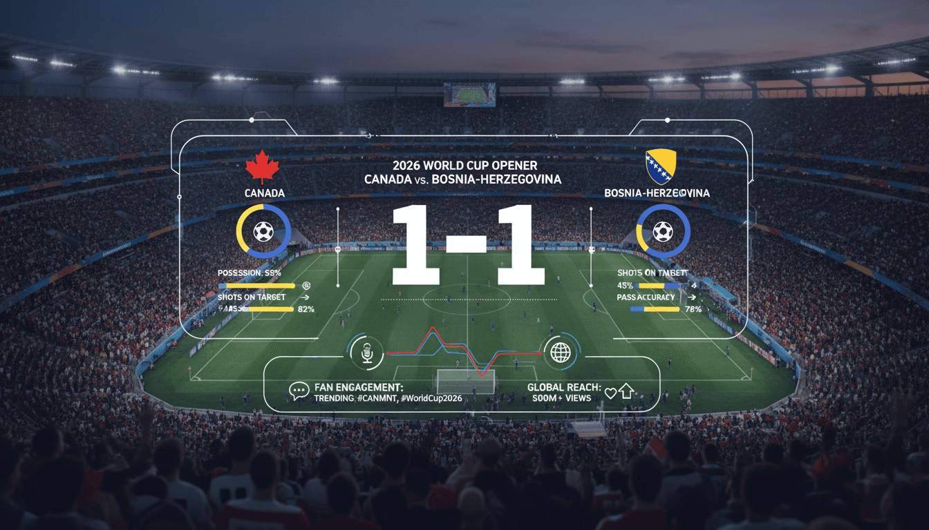 Fans celebrating during the 2026 World Cup opener between Canada and Bosnia-Herzegovina.