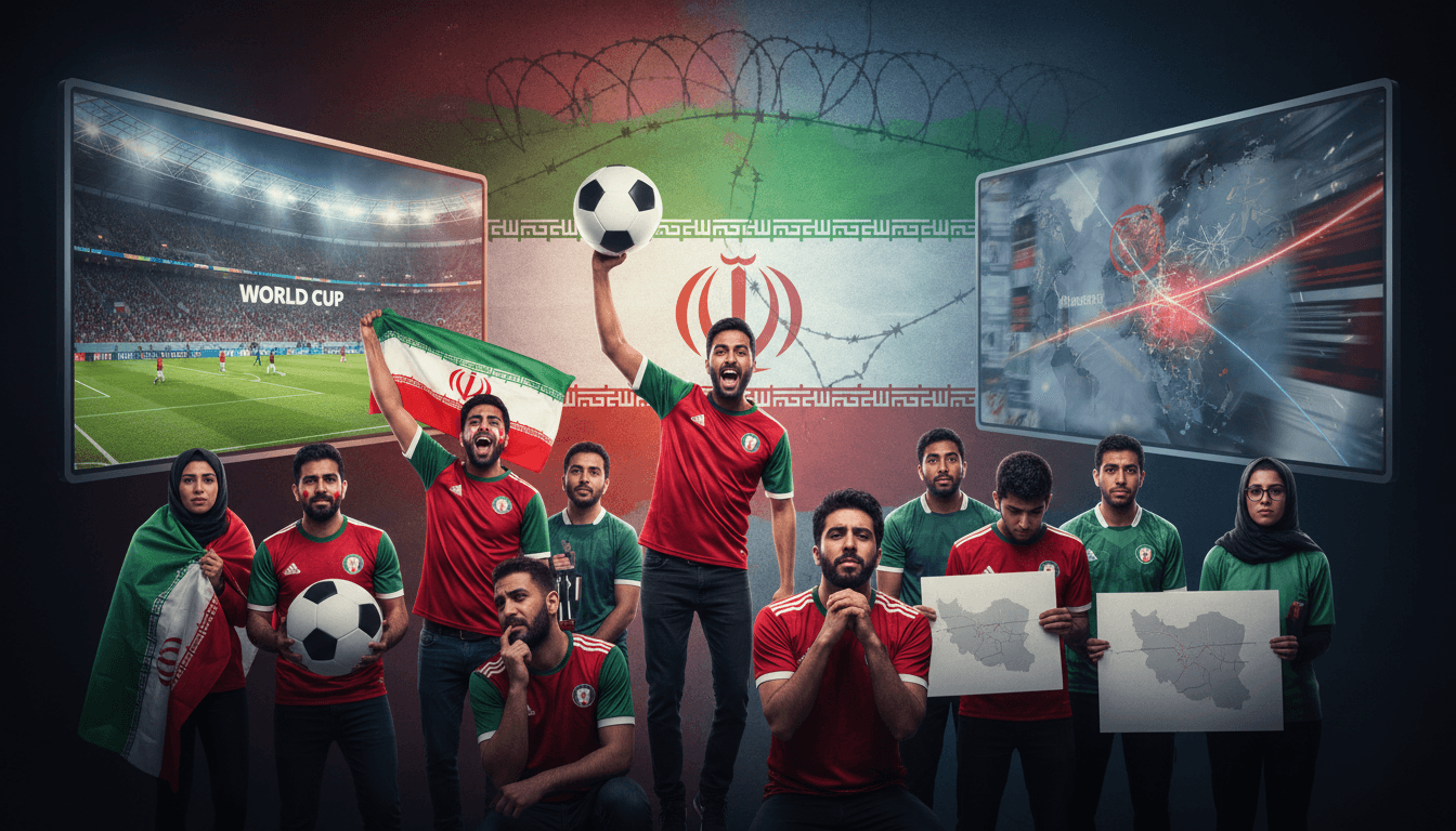 Iranian soccer fans celebrating with flags during the World Cup.