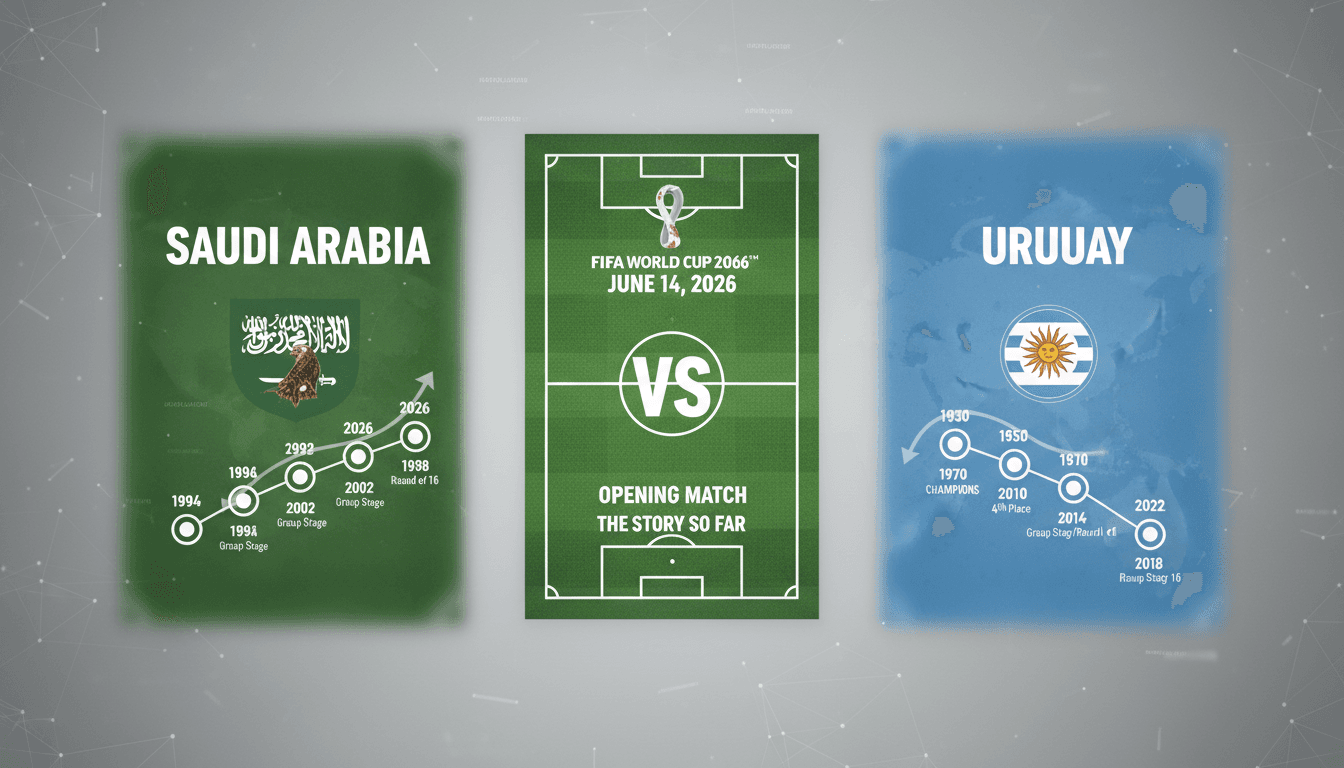 Saudi Arabia and Uruguay flags representing their World Cup 2026 match.