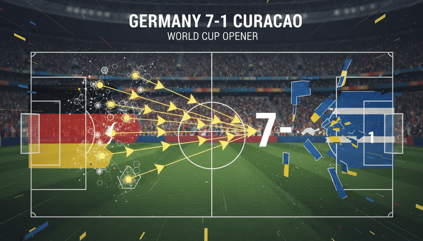 Germany celebrates a goal during their 7-1 victory over Curacao in the World Cup opener.