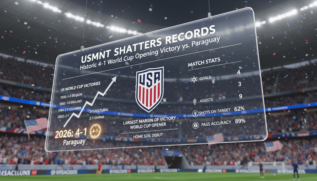 US men's national soccer team secures historic 4-1 victory over Paraguay in World Cup opener