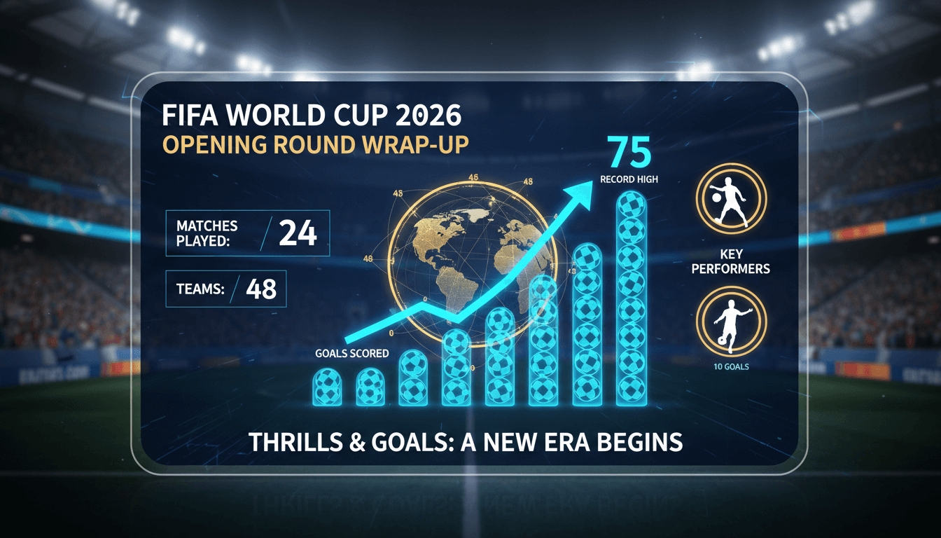 FIFA World Cup 2026 opening round highlights with players celebrating goals.