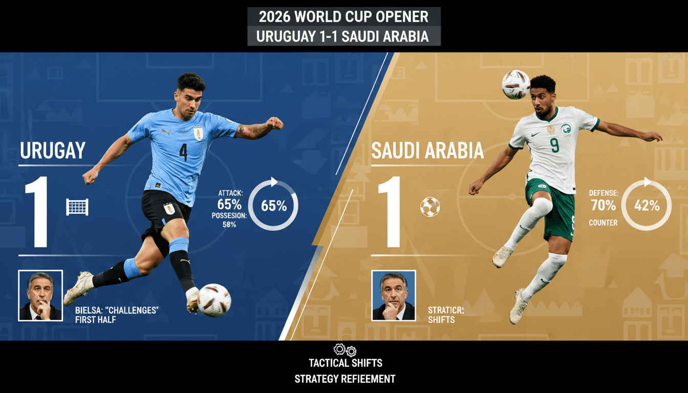 Uruguay and Saudi Arabia draw 1-1 in 2026 World Cup opener