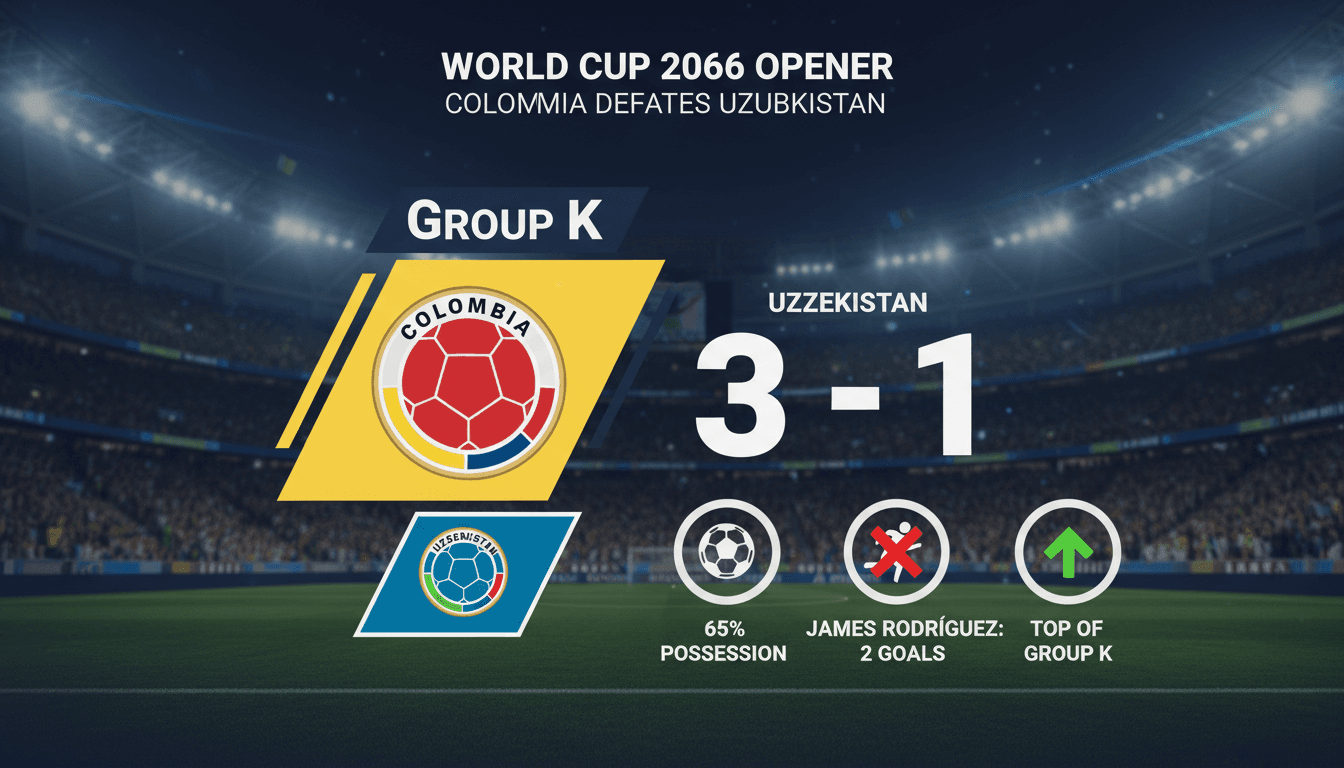 Colombia celebrates their victory over Uzbekistan in World Cup 2026 opener.