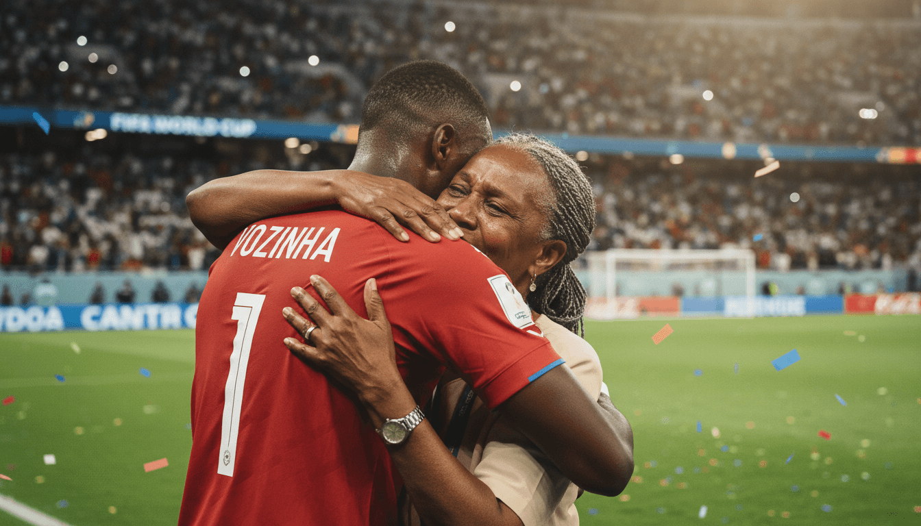 Vozinha celebrating with his mother at the World Cup