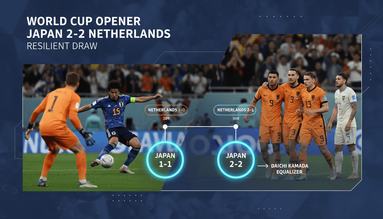 Japan draws 2-2 with Netherlands in World Cup opener