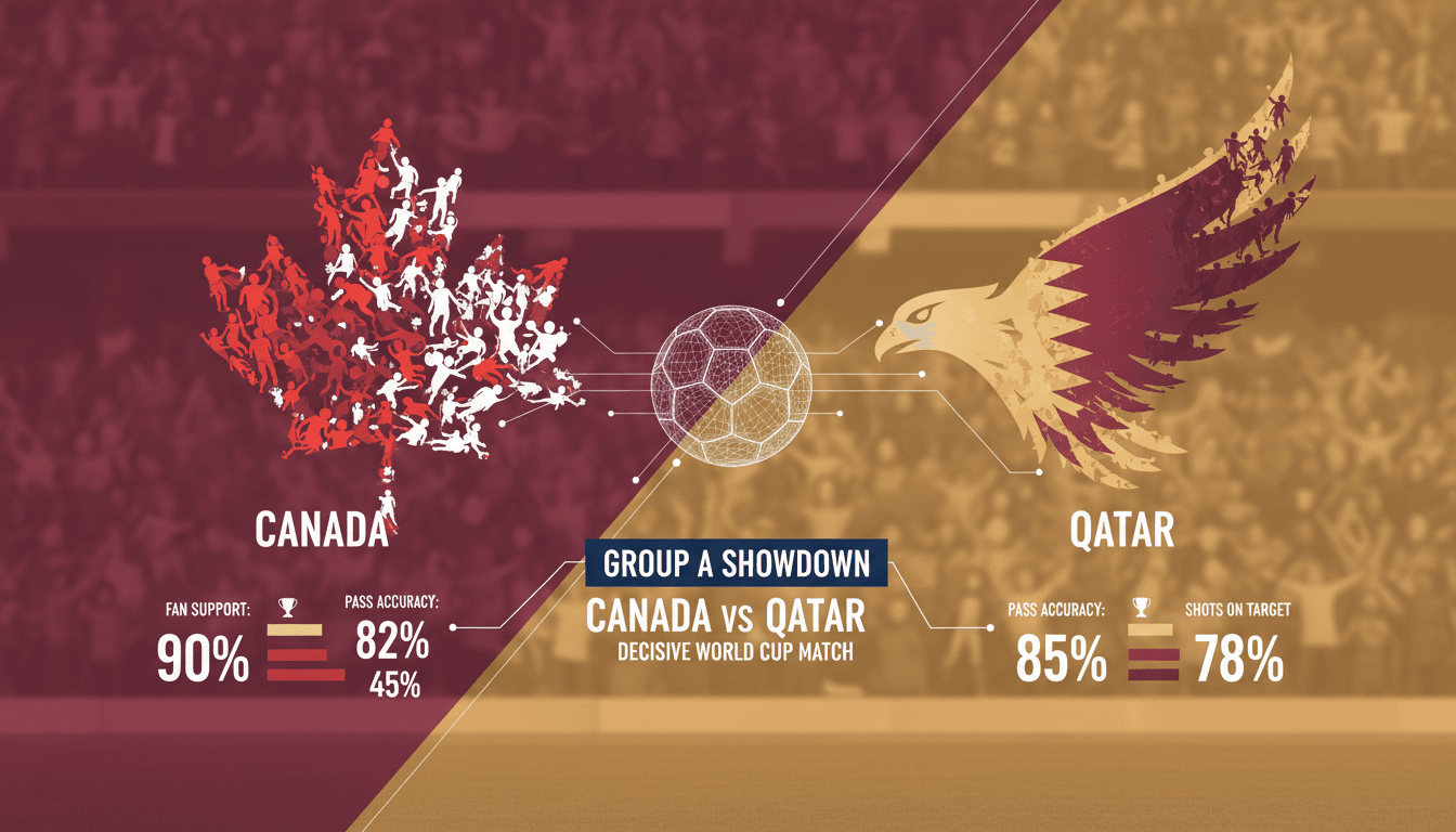 Fans supporting Canada and Qatar during the World Cup match
