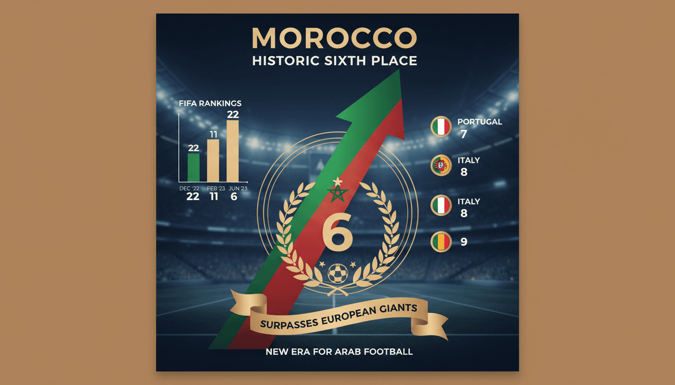Moroccan national football team celebrating their historic FIFA ranking achievement.