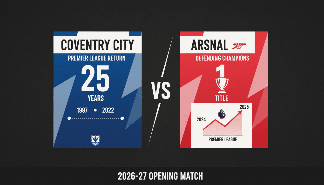 Arsenal and Coventry City players on the pitch for their Premier League opener.