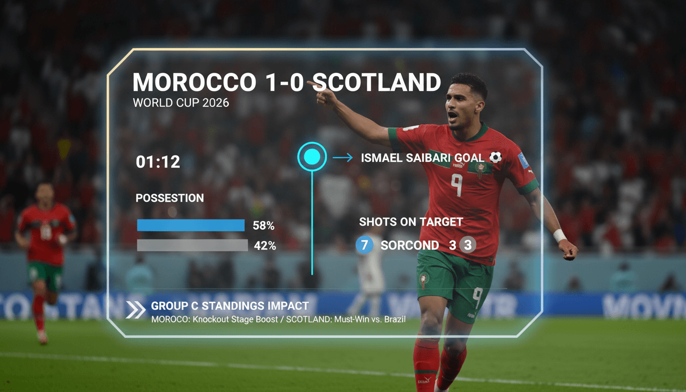 Morocco celebrates Ismael Saibari's early goal against Scotland in World Cup 2026.