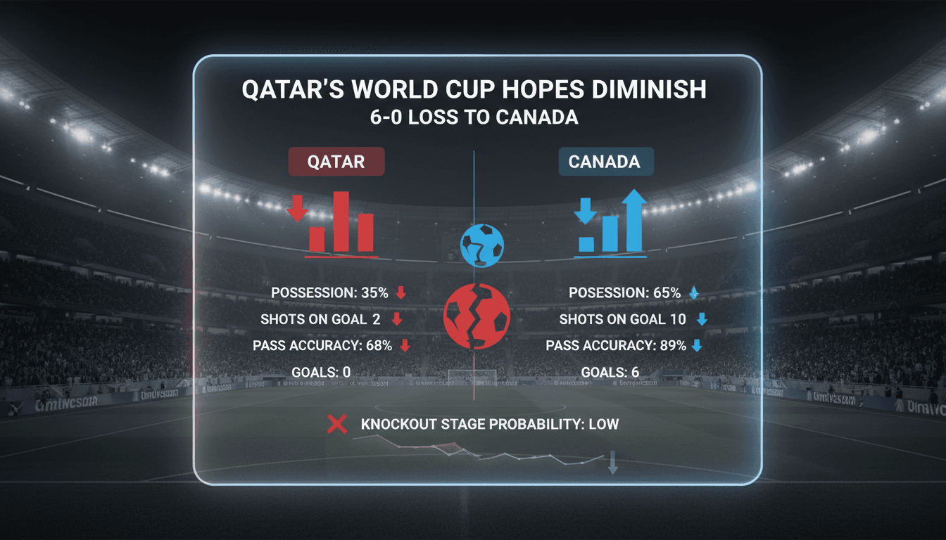 Qatar national football team during the 2026 World Cup match against Canada.