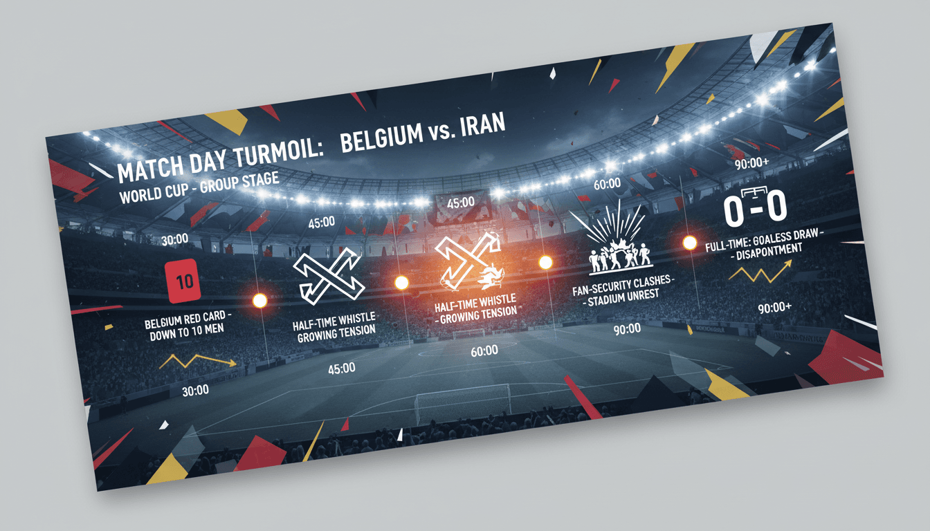 Fans clashing with security during the Belgium vs Iran World Cup match