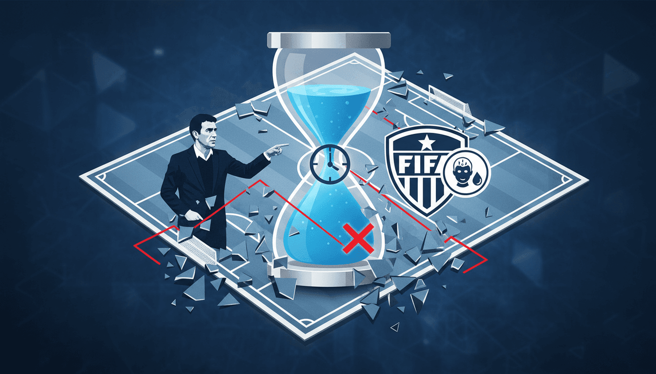 Marcelo Bielsa speaking at a press conference about FIFA's water breaks.