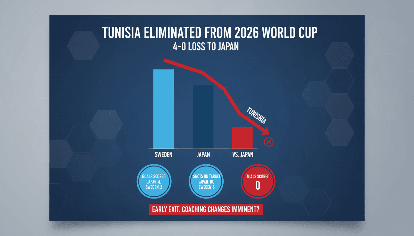 Tunisia's national football team during the 2026 World Cup match against Japan.