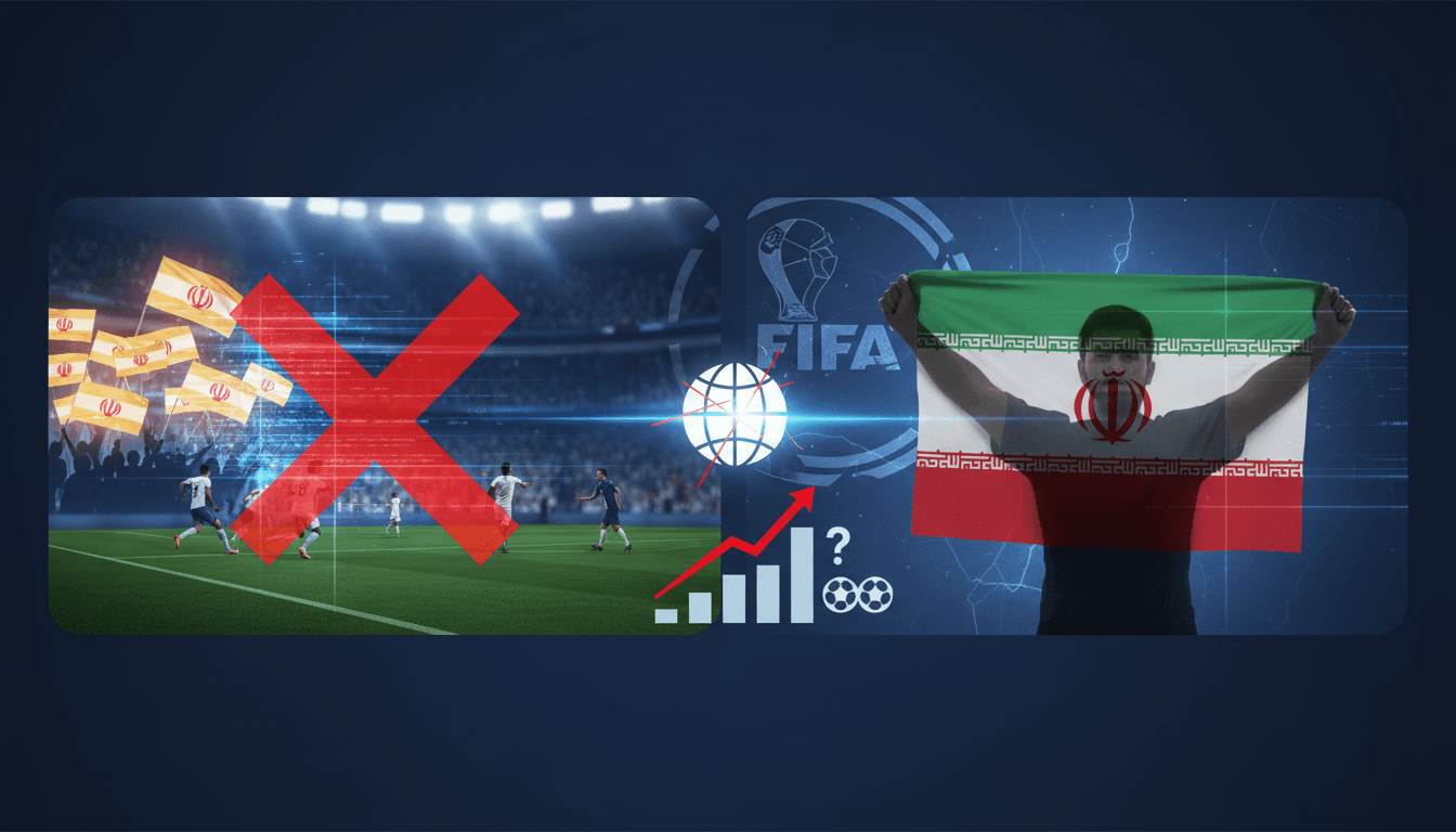 Iranian fans displaying banned Lion-and-Sun flags during World Cup match