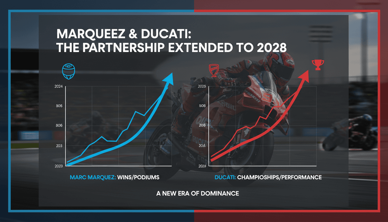 Marc Marquez celebrating his contract extension with Ducati in MotoGP.