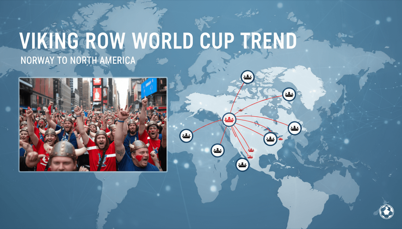 Norwegian fans perform 'Viking row' in Times Square during World Cup festivities