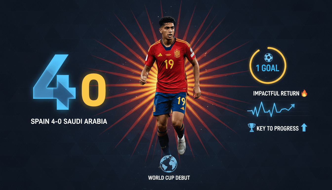 Lamine Yamal celebrating his goal in Spain's World Cup match against Saudi Arabia.