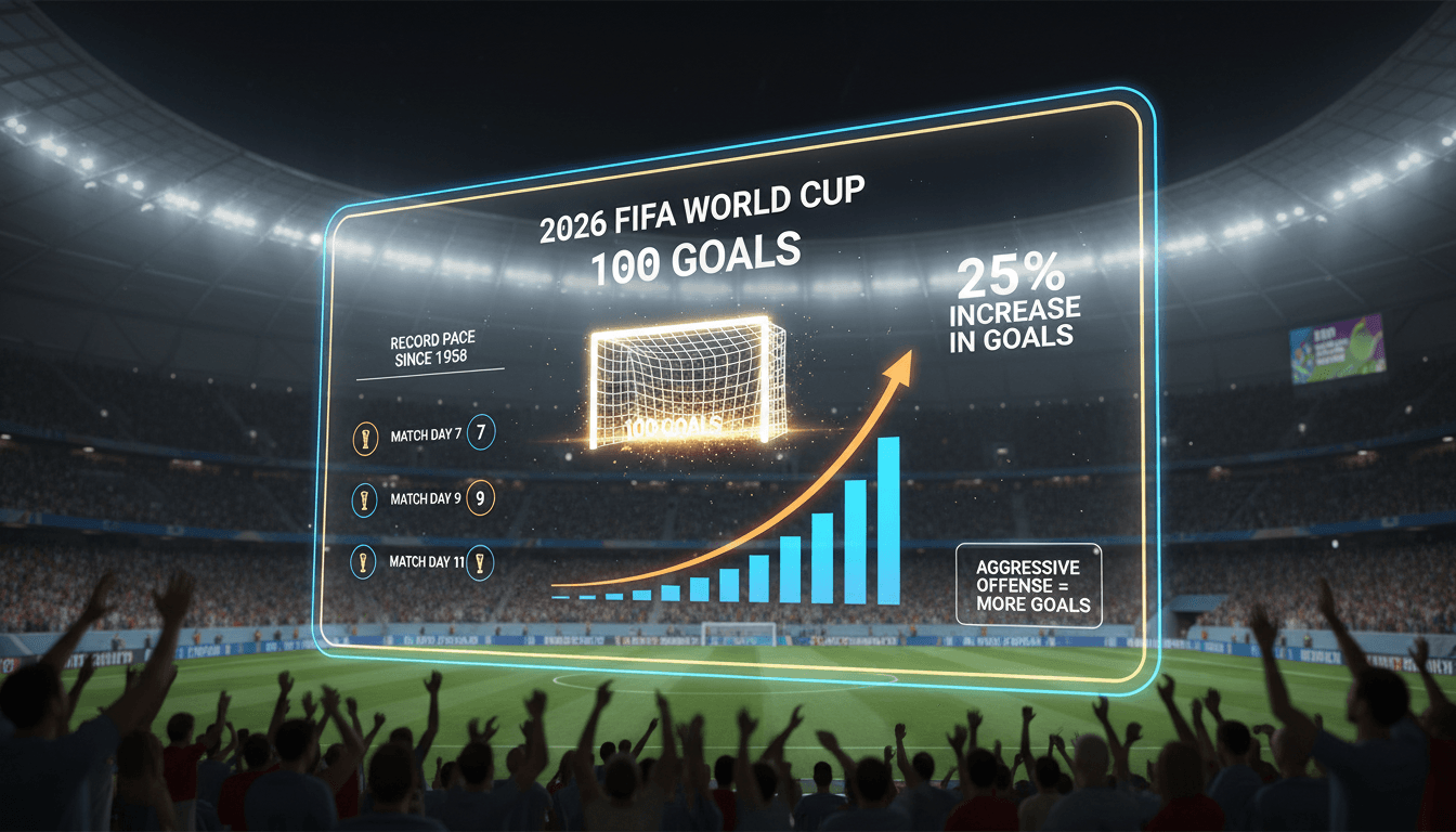 A dynamic image capturing the excitement of goal-scoring in the 2026 FIFA World Cup.