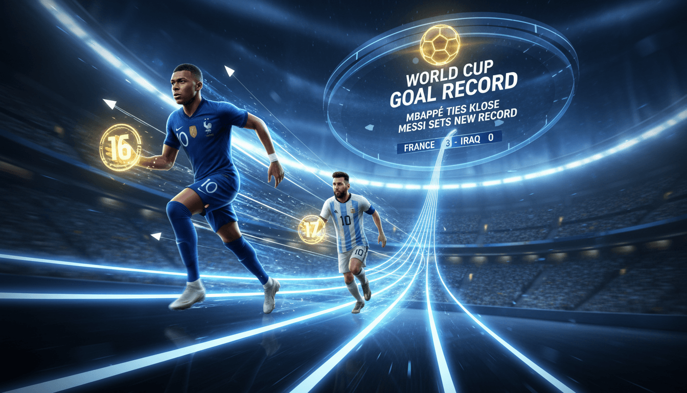 Kylian Mbappé ties World Cup goal record with two goals against Iraq