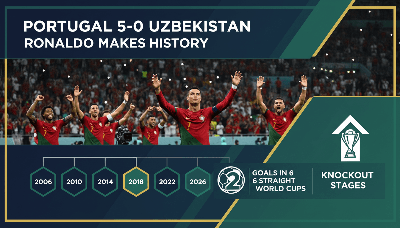 Cristiano Ronaldo celebrating one of his goals during the match against Uzbekistan.