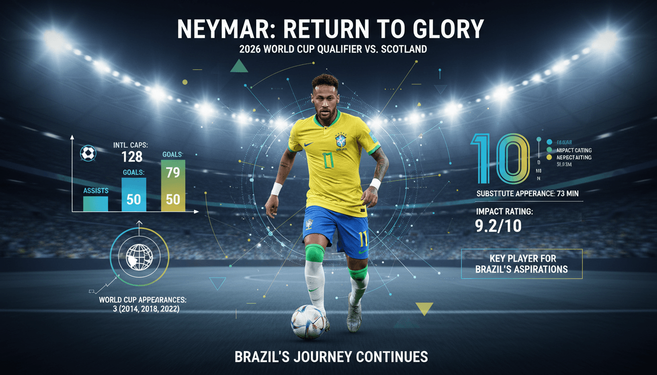 Neymar celebrating his return to the Brazilian national team during the World Cup match against Scotland.
