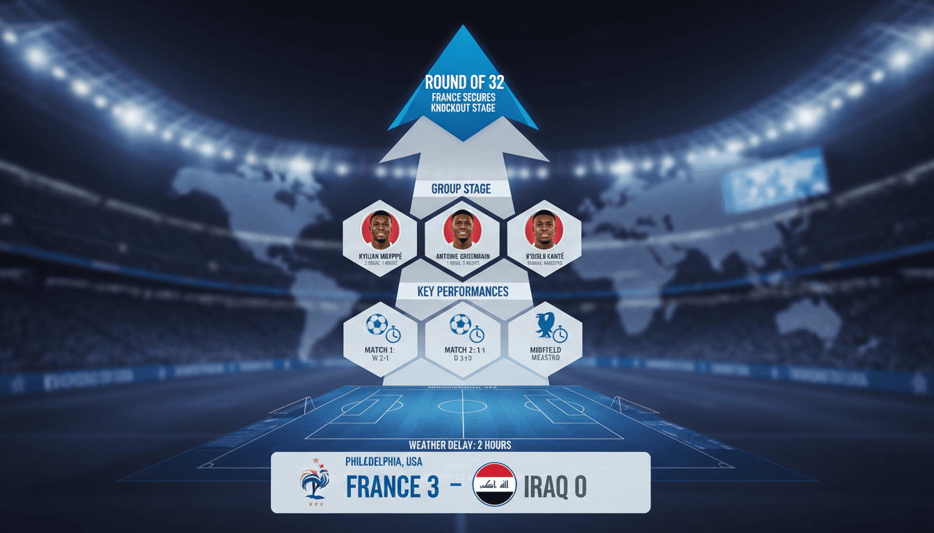 France advances to World Cup Round of 32 with 3-0 victory over Iraq