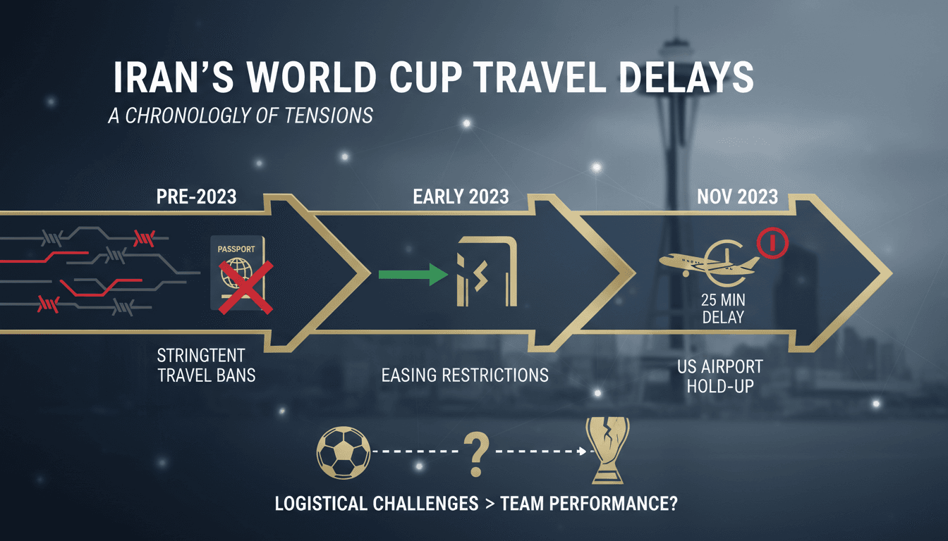 Iranian football team at US airport during World Cup travel delay