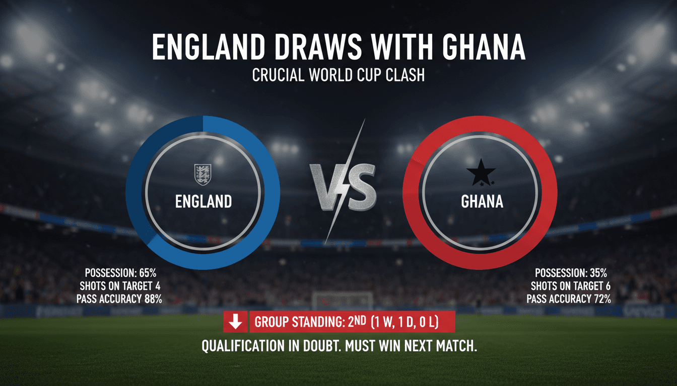 England draws with Ghana in crucial World Cup match