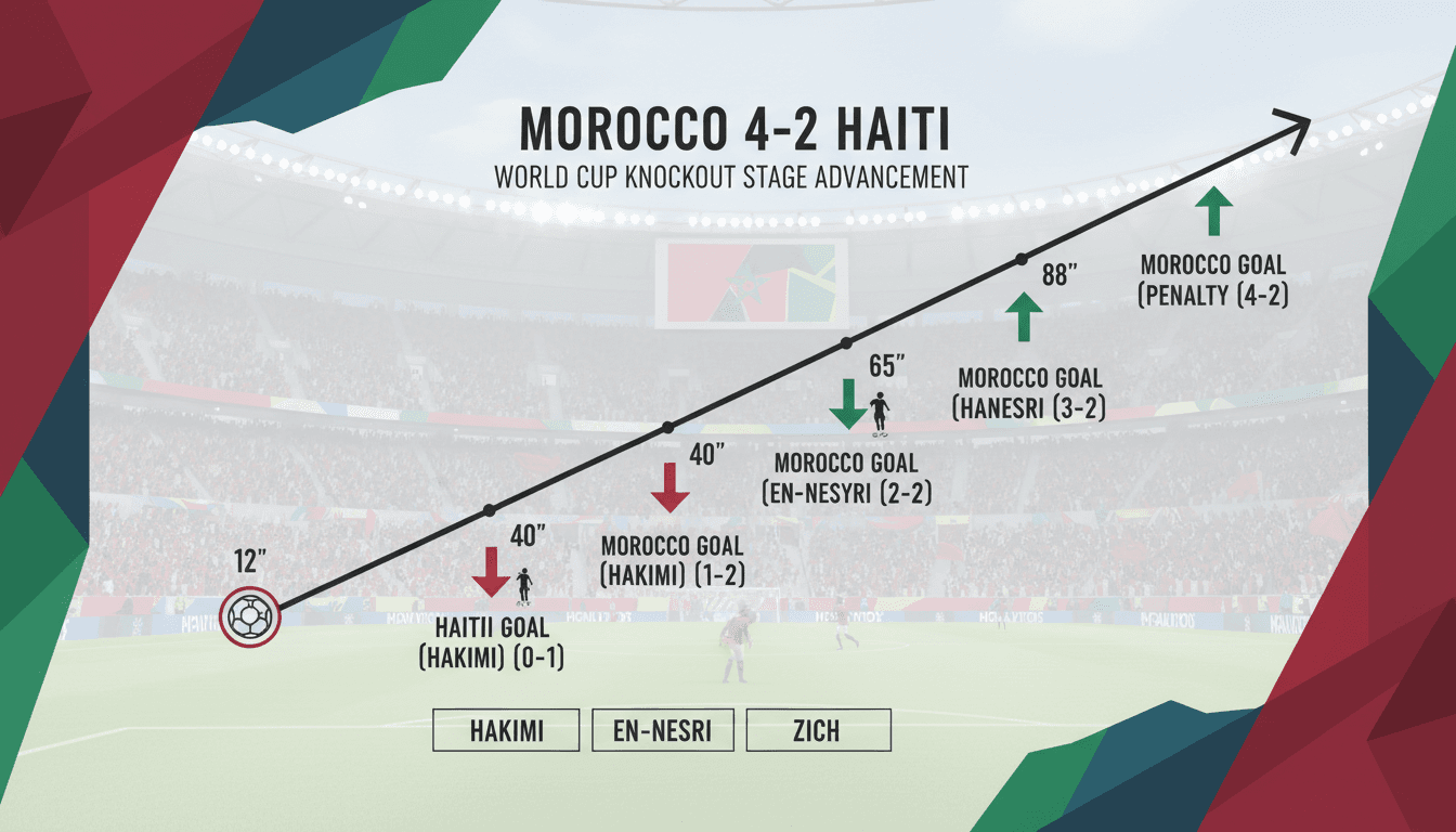 Morocco players celebrating their victory over Haiti in the World Cup.