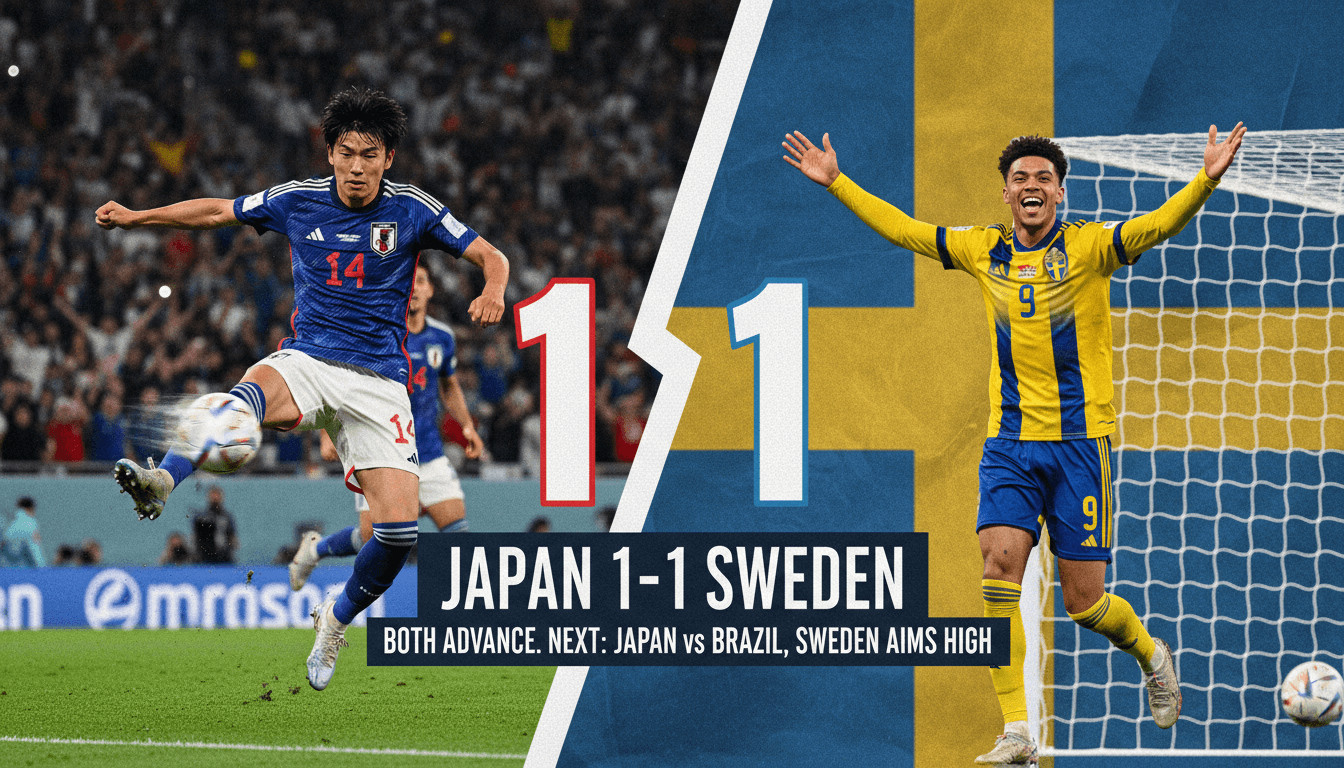 Japan and Sweden players celebrating during their World Cup match