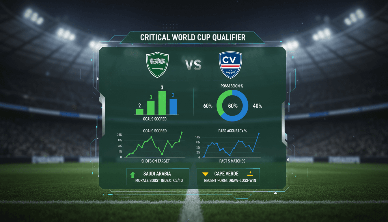 Saudi Arabia national football team preparing for World Cup match against Cape Verde.
