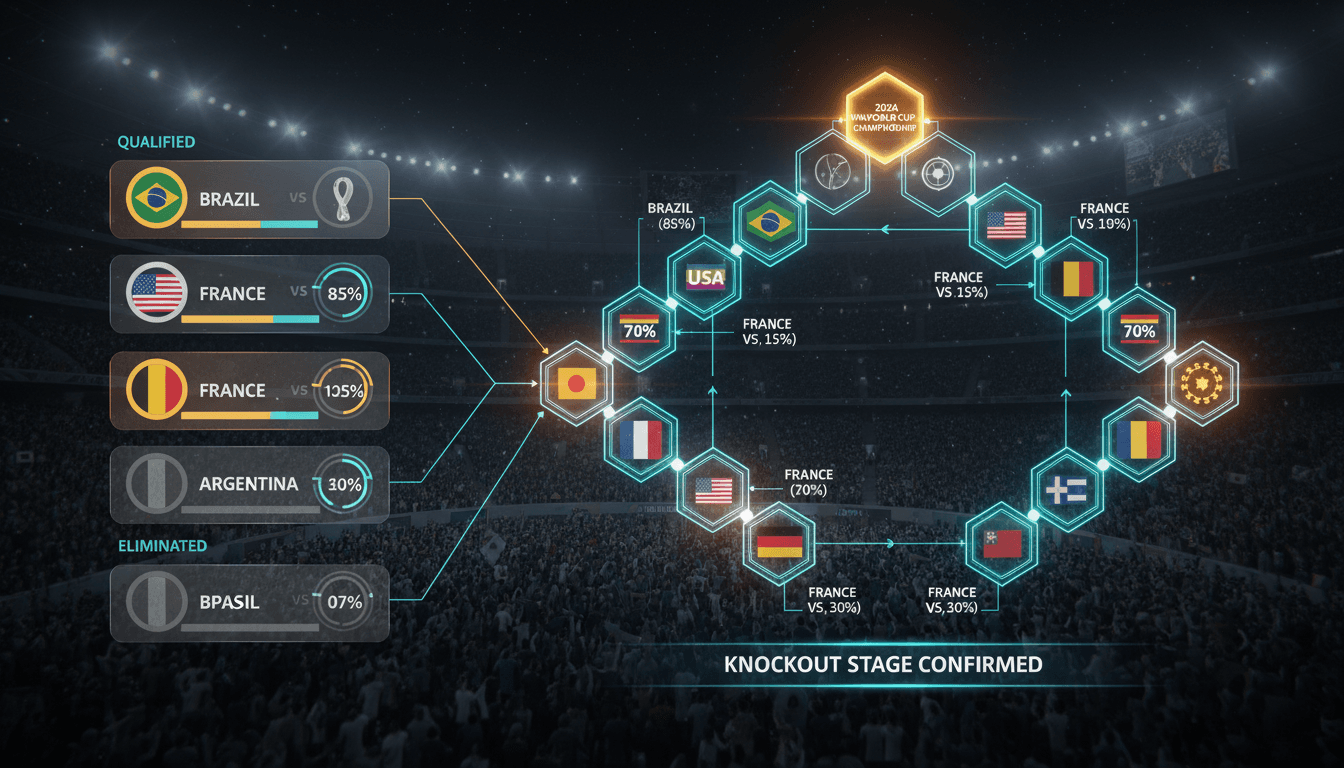 Teams celebrating qualification for the knockout stage of the 2026 FIFA World Cup